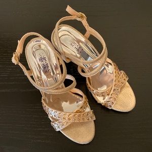 Size 1 Badgley Mishka Gold Heels for Girls